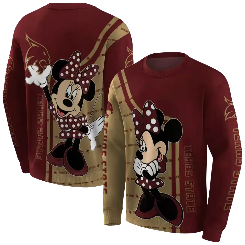 texas state bobcats minnie mouse maroon hoodie premium grade texas state bobcats minnie mouse maroon hoodie premium grade