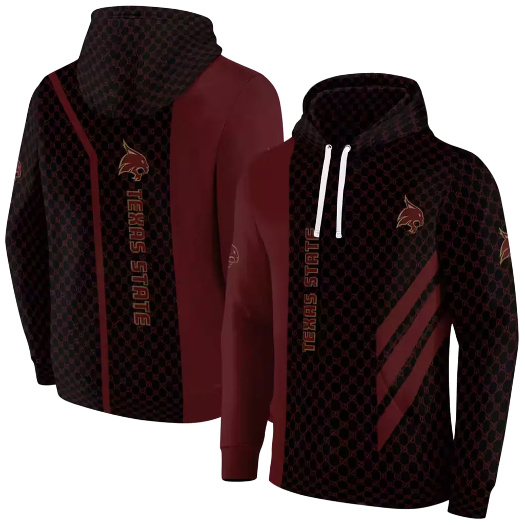 texas state bobcats monogram pattern maroon hoodie fashion forward texas state bobcats monogram pattern maroon hoodie fashion forward