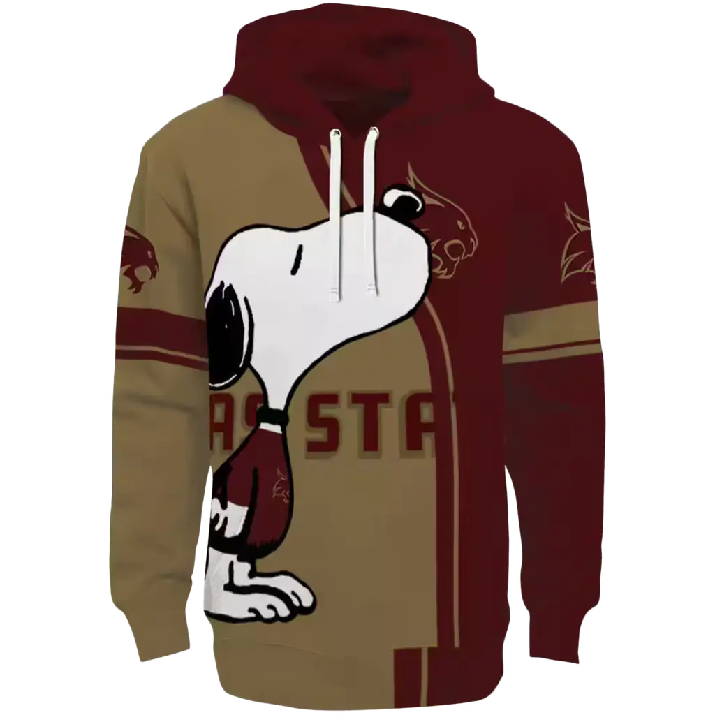 texas state bobcats playful snoopy maroon hoodie best selling texas state bobcats playful snoopy maroon hoodie best selling