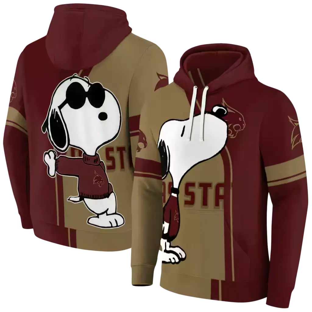 texas state bobcats playful snoopy maroon hoodie fashion forward texas state bobcats playful snoopy maroon hoodie fashion forward