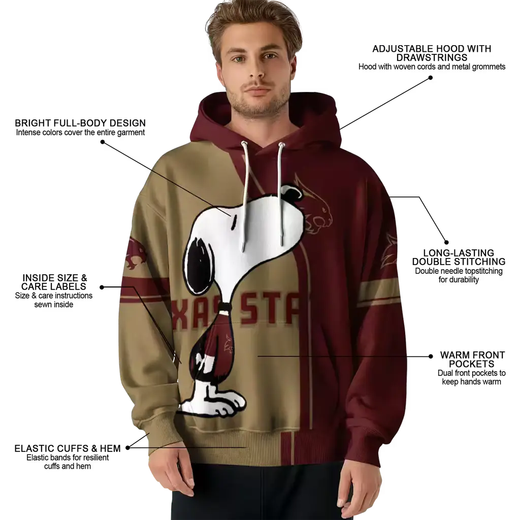 texas state bobcats playful snoopy maroon hoodie latest model texas state bobcats playful snoopy maroon hoodie latest model