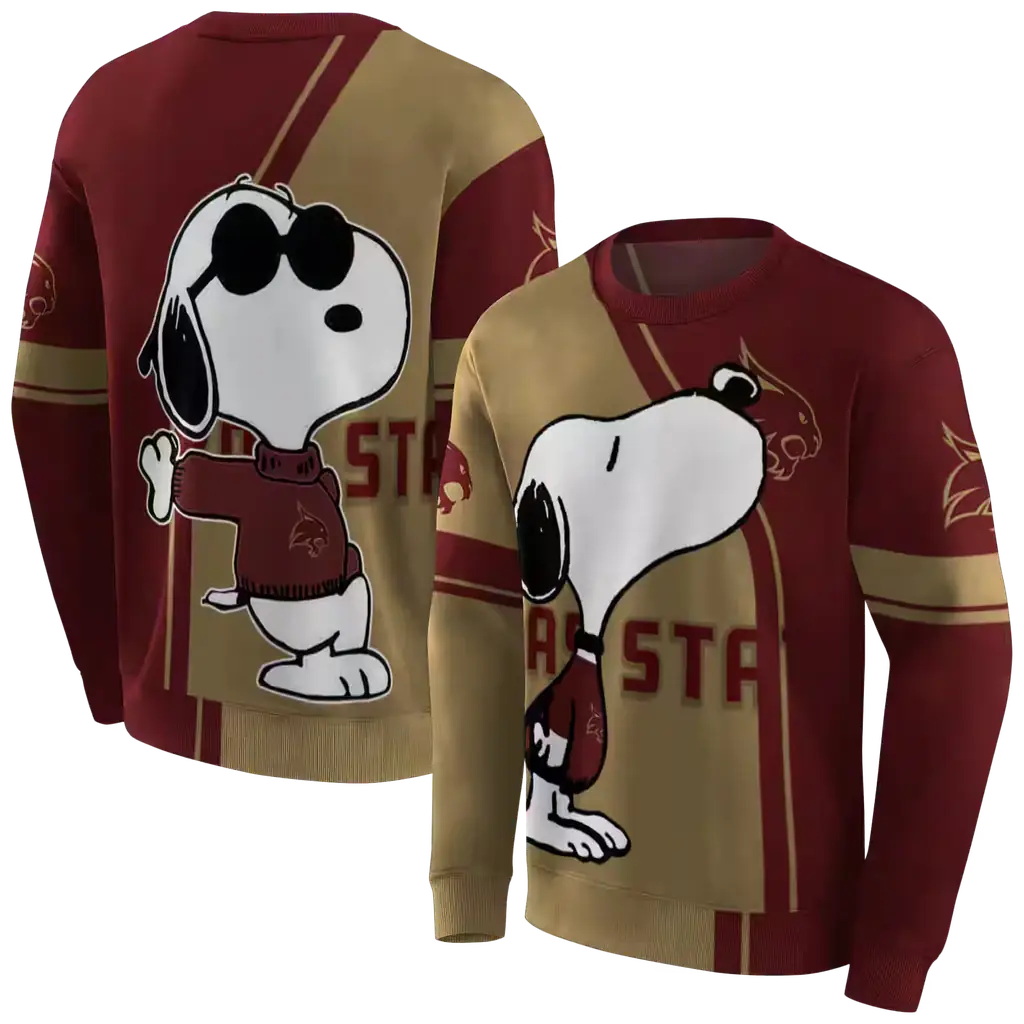 texas state bobcats playful snoopy maroon hoodie premium grade texas state bobcats playful snoopy maroon hoodie premium grade