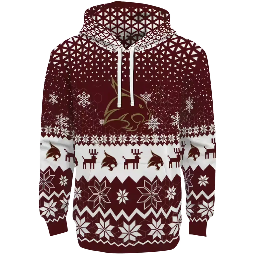 texas state bobcats reindeer motif maroon hoodie best selling texas state bobcats reindeer motif maroon hoodie best selling