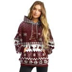 texas state bobcats reindeer motif maroon hoodie best selling