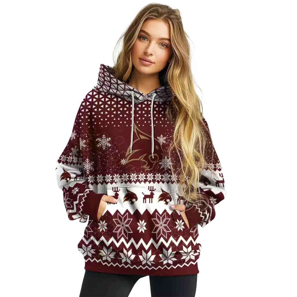 texas state bobcats reindeer motif maroon hoodie high quality texas state bobcats reindeer motif maroon hoodie high quality