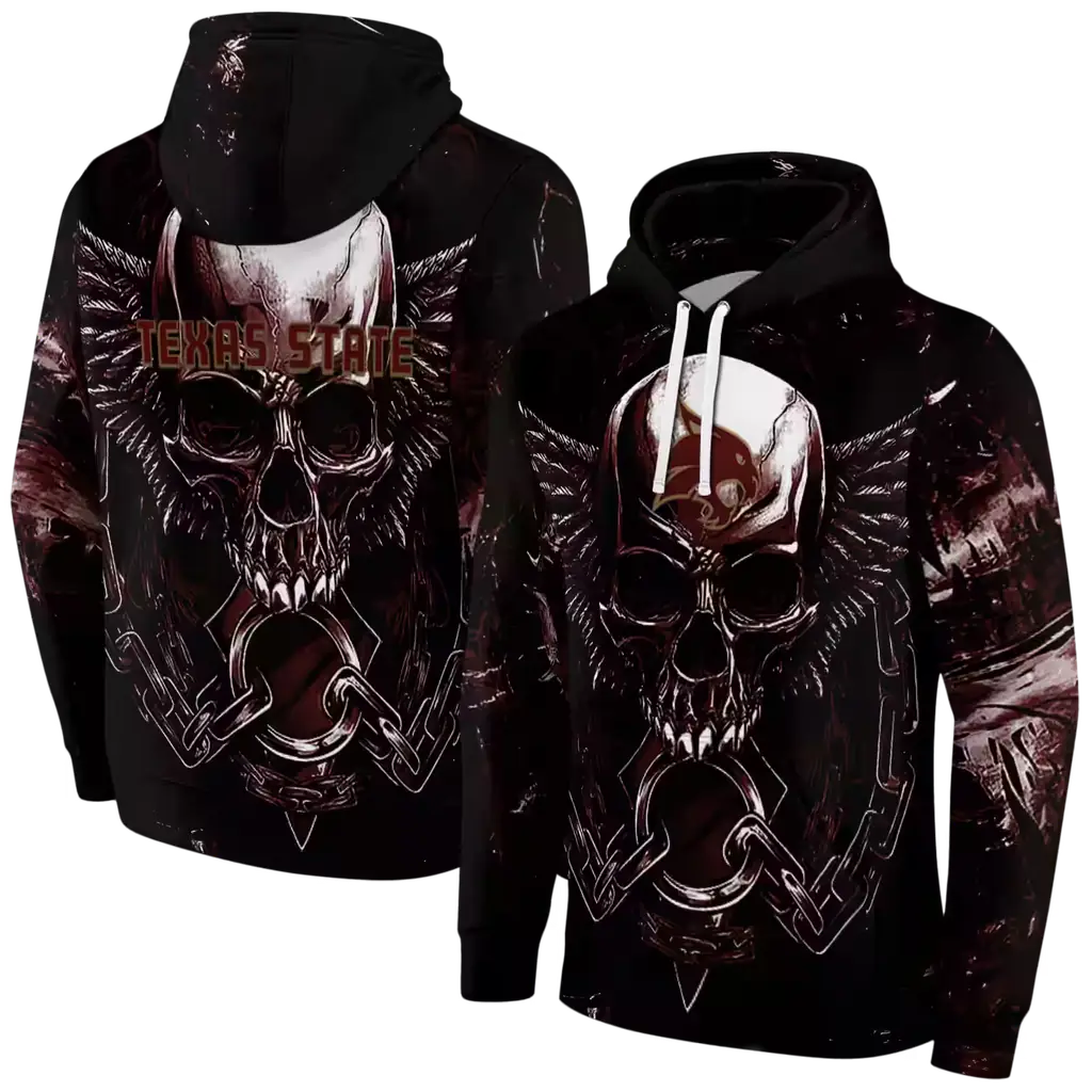 texas state bobcats skull artwork maroon black hoodie fashion forward texas state bobcats skull artwork maroon black hoodie fashion forward