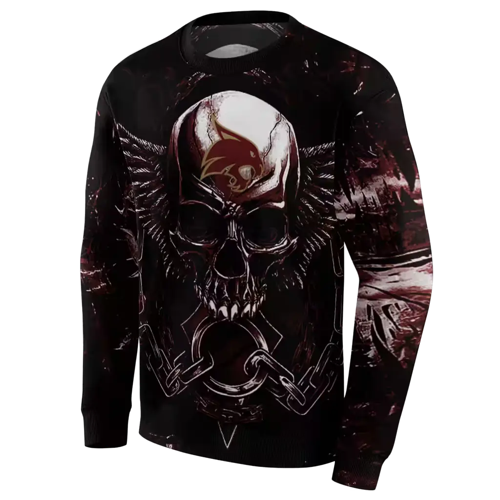 texas state bobcats skull artwork maroon black hoodie new arrival texas state bobcats skull artwork maroon black hoodie new arrival