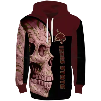 texas state bobcats skull motif maroon black hoodie best selling