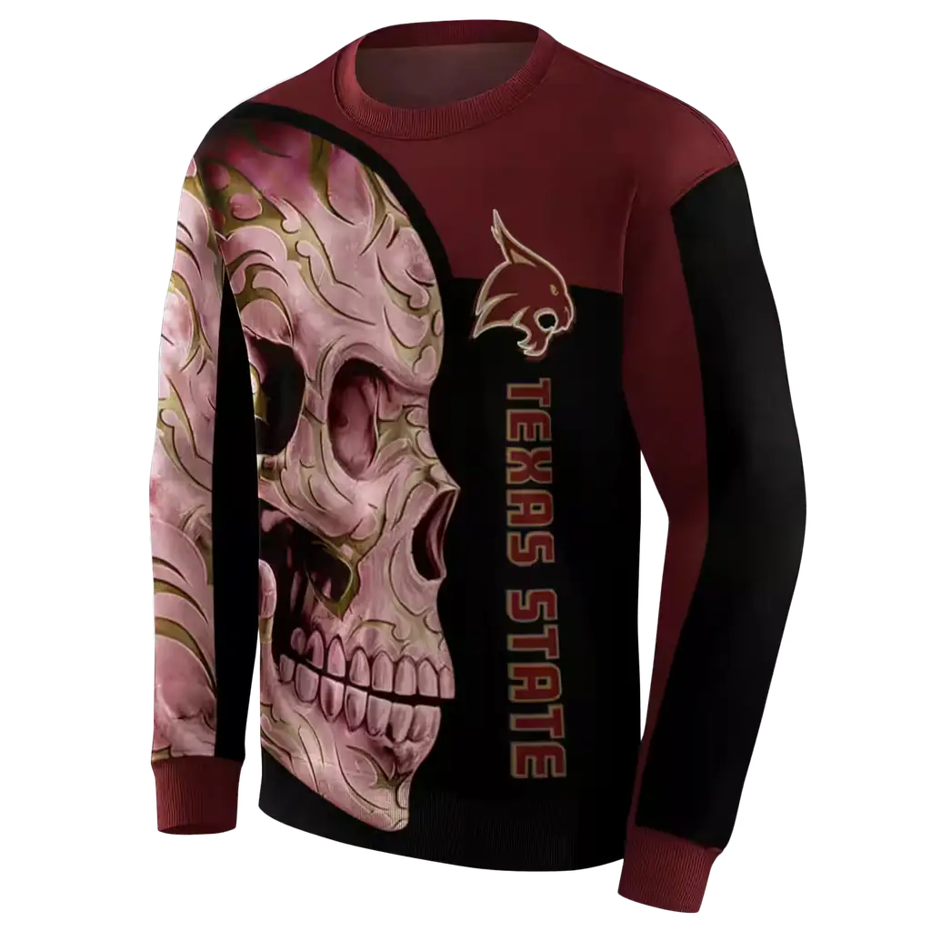 texas state bobcats skull motif maroon black hoodie new arrival texas state bobcats skull motif maroon black hoodie new arrival