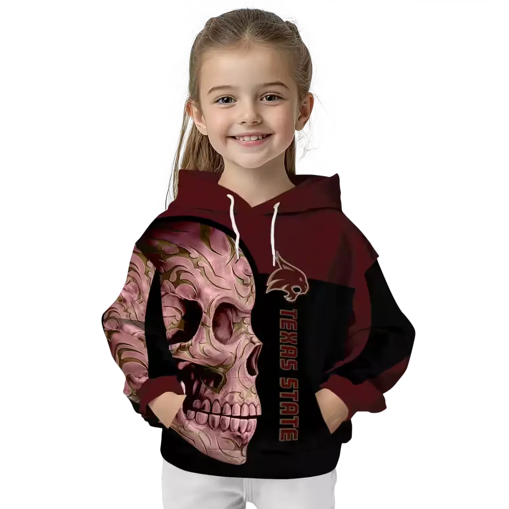 texas state bobcats skull motif maroon black hoodie top rated texas state bobcats skull motif maroon black hoodie top rated