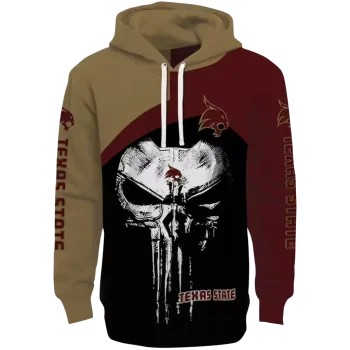 texas state bobcats skull punisher gold black hoodie best selling