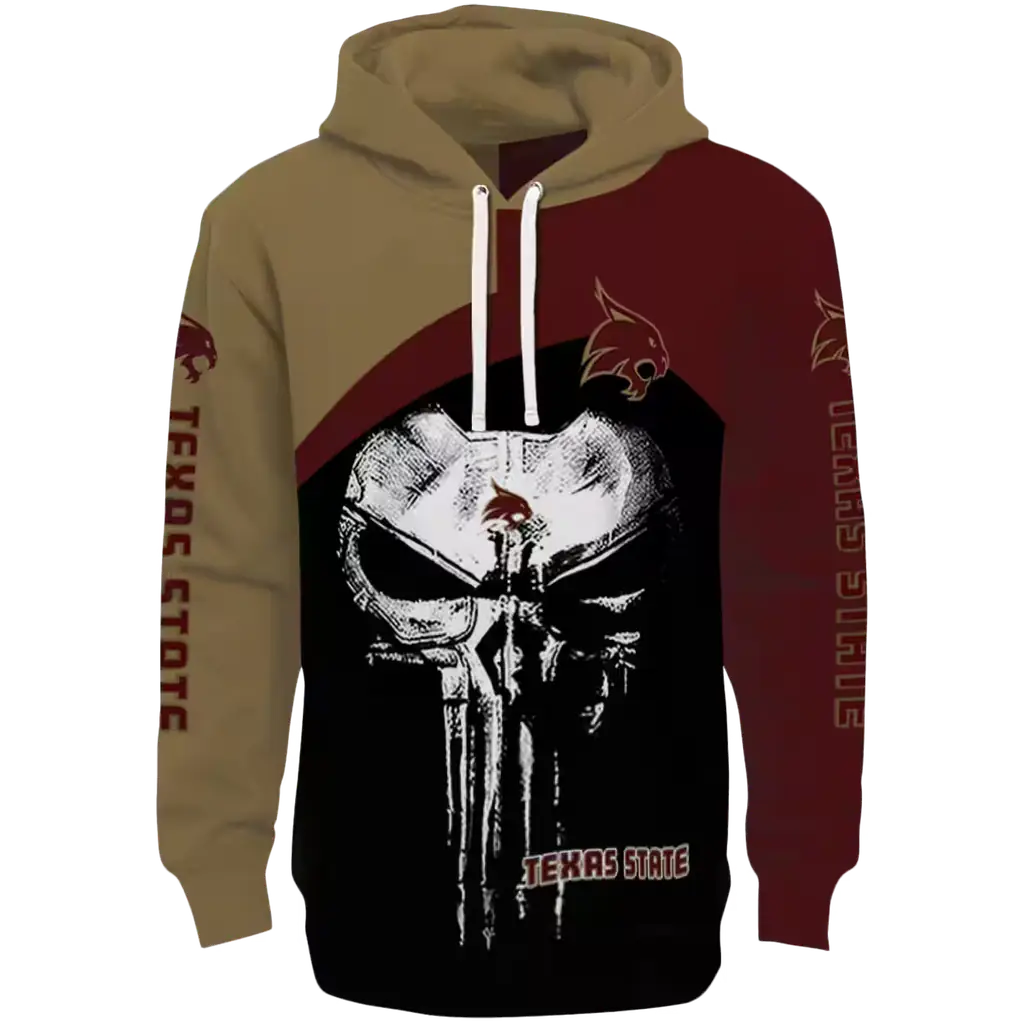 texas state bobcats skull punisher gold black hoodie best selling texas state bobcats skull punisher gold black hoodie best selling