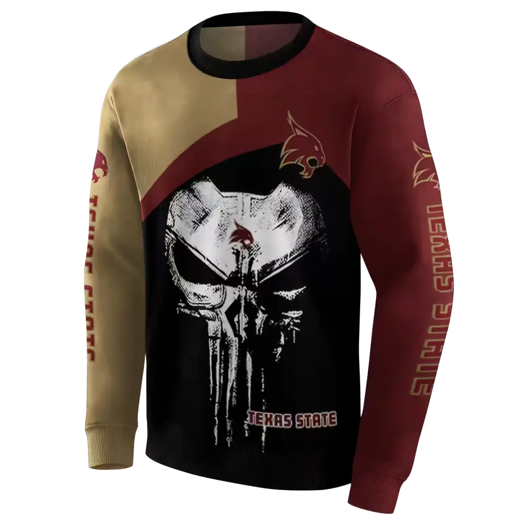 texas state bobcats skull punisher gold black hoodie new arrival texas state bobcats skull punisher gold black hoodie new arrival