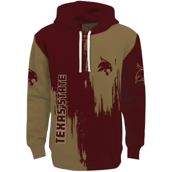 texas state bobcats splatter effect maroon hoodie best selling