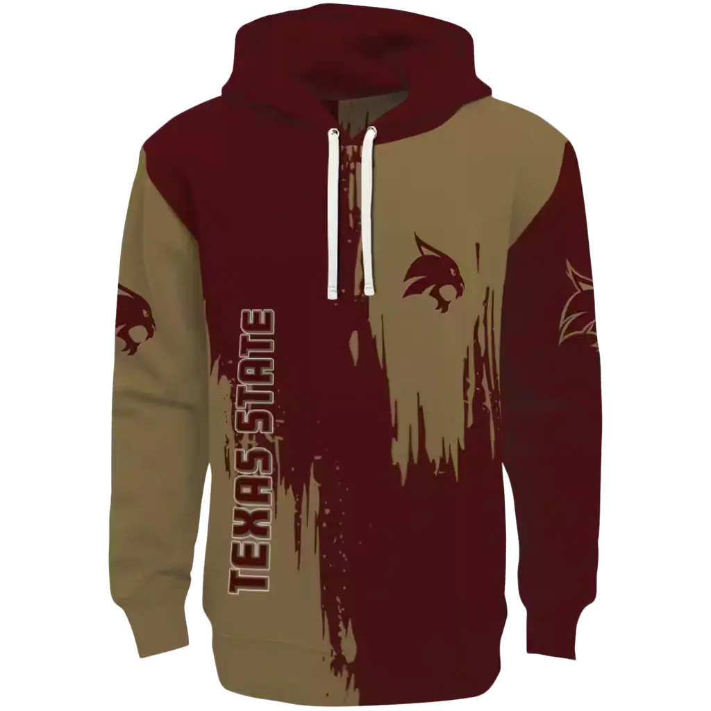 texas state bobcats splatter effect maroon hoodie best selling texas state bobcats splatter effect maroon hoodie best selling