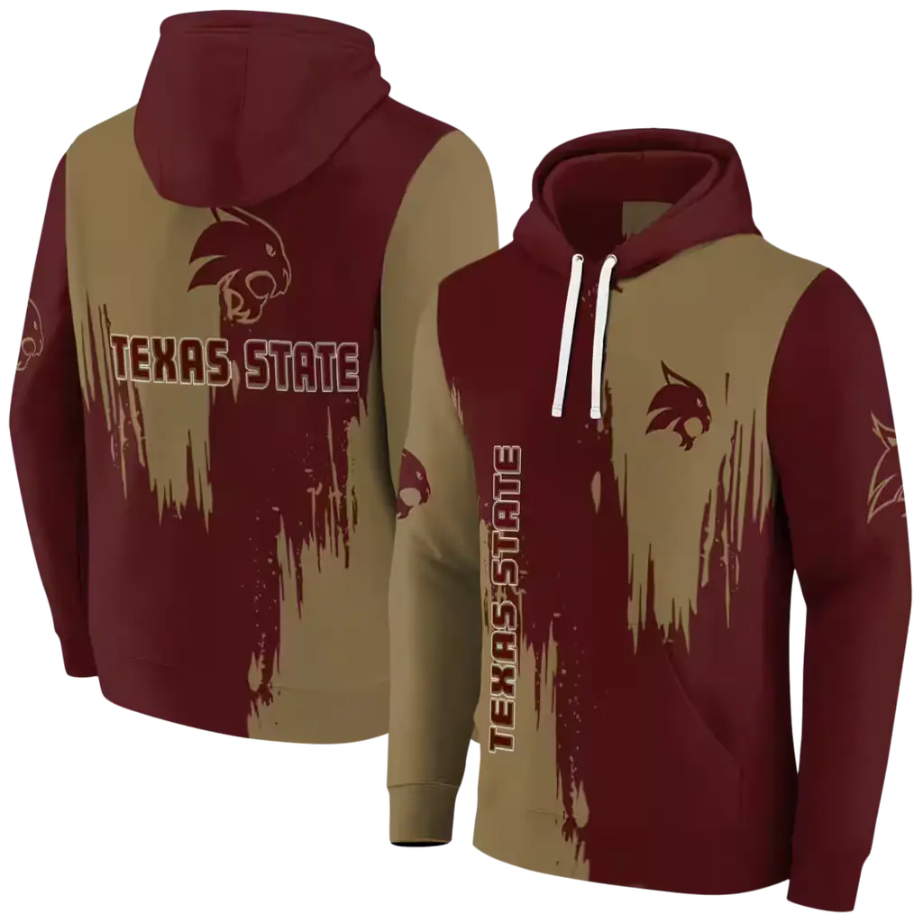 texas state bobcats splatter effect maroon hoodie fashion forward texas state bobcats splatter effect maroon hoodie fashion forward