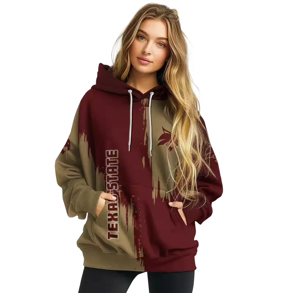 texas state bobcats splatter effect maroon hoodie high quality texas state bobcats splatter effect maroon hoodie high quality