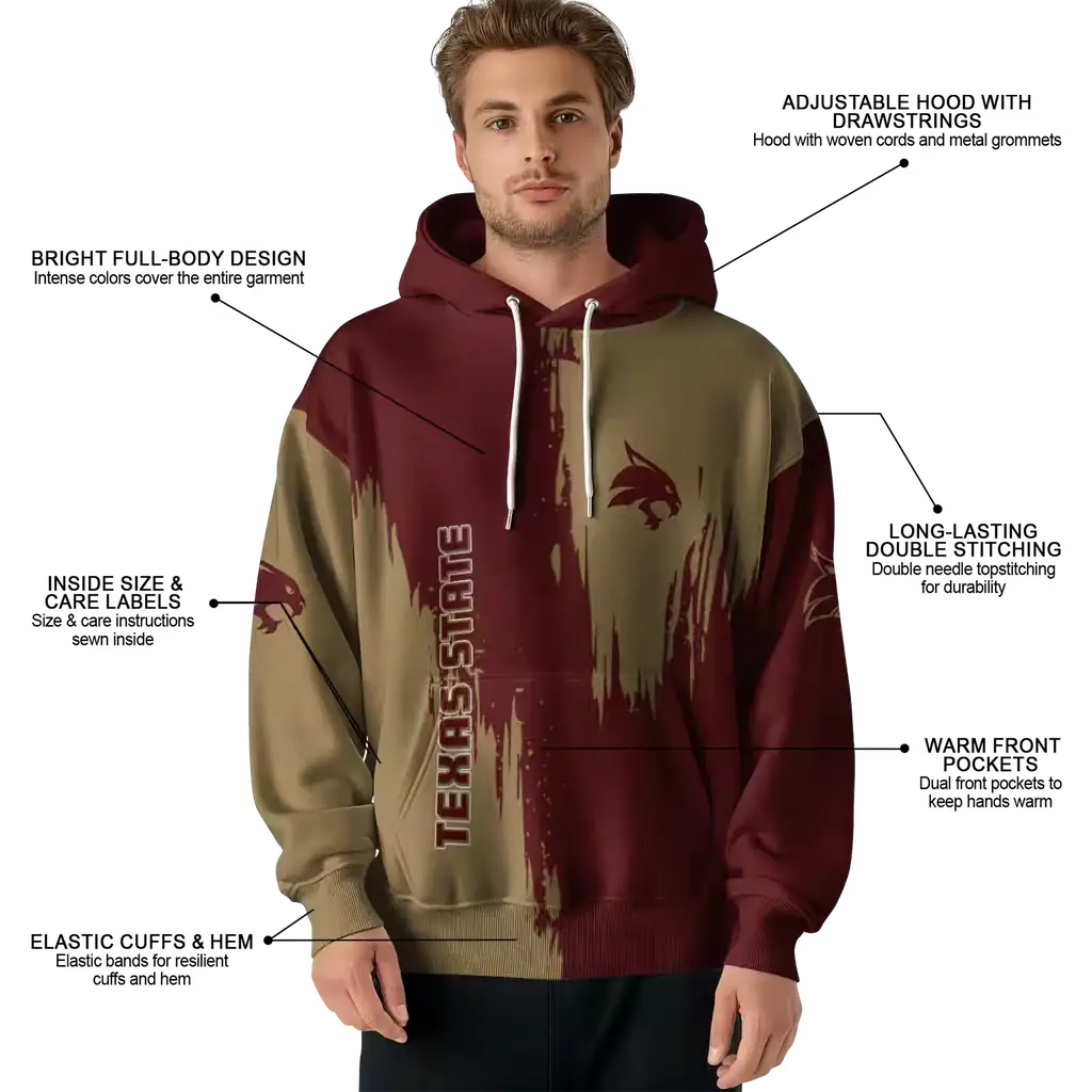 texas state bobcats splatter effect maroon hoodie latest model texas state bobcats splatter effect maroon hoodie latest model