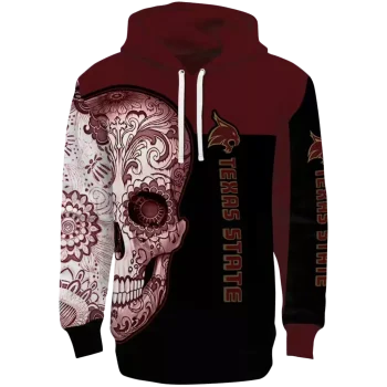 texas state bobcats sugar skull maroon black hoodie best selling