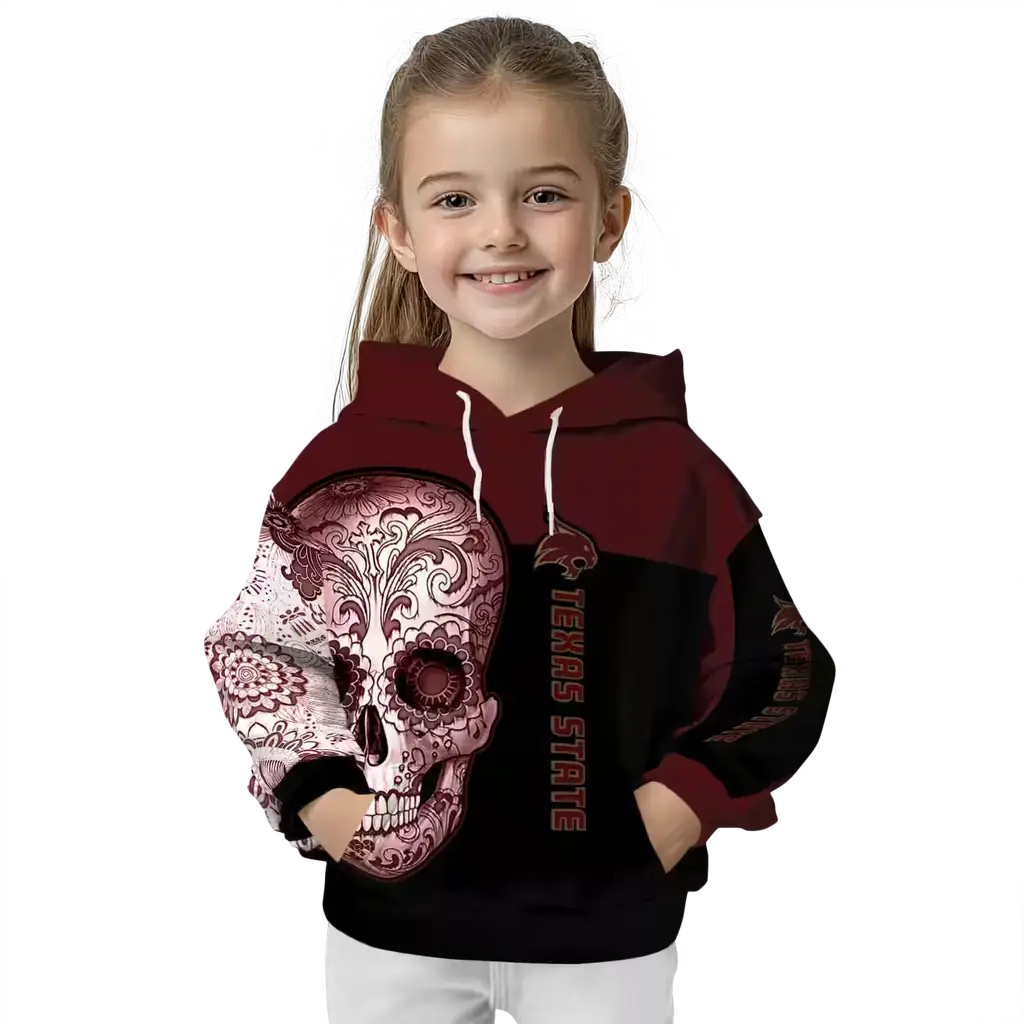 texas state bobcats sugar skull maroon black hoodie top rated texas state bobcats sugar skull maroon black hoodie top rated