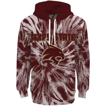 texas state bobcats tie dye pattern maroon hoodie best selling