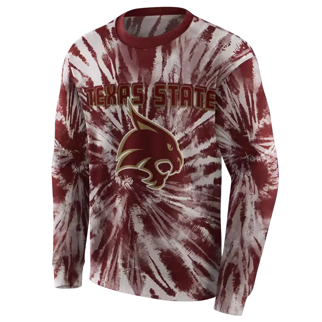 texas state bobcats tie dye pattern maroon hoodie new arrival texas state bobcats tie dye pattern maroon hoodie new arrival