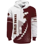 texas state bobcats triangular pattern maroon white hoodie best selling