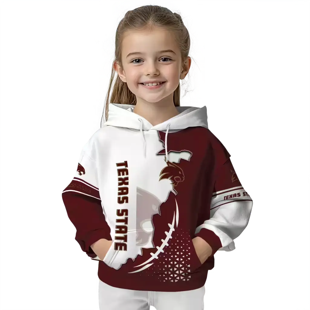 texas state bobcats triangular pattern maroon white hoodie top rated texas state bobcats triangular pattern maroon white hoodie top rated