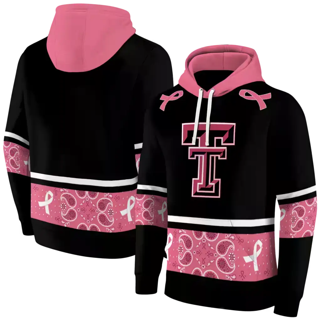 texas tech red raiders awareness ribbon black pink hoodie fashion forward texas tech red raiders awareness ribbon black pink hoodie fashion forward