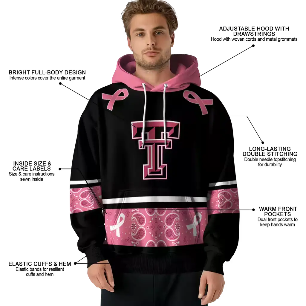 texas tech red raiders awareness ribbon black pink hoodie latest model texas tech red raiders awareness ribbon black pink hoodie latest model