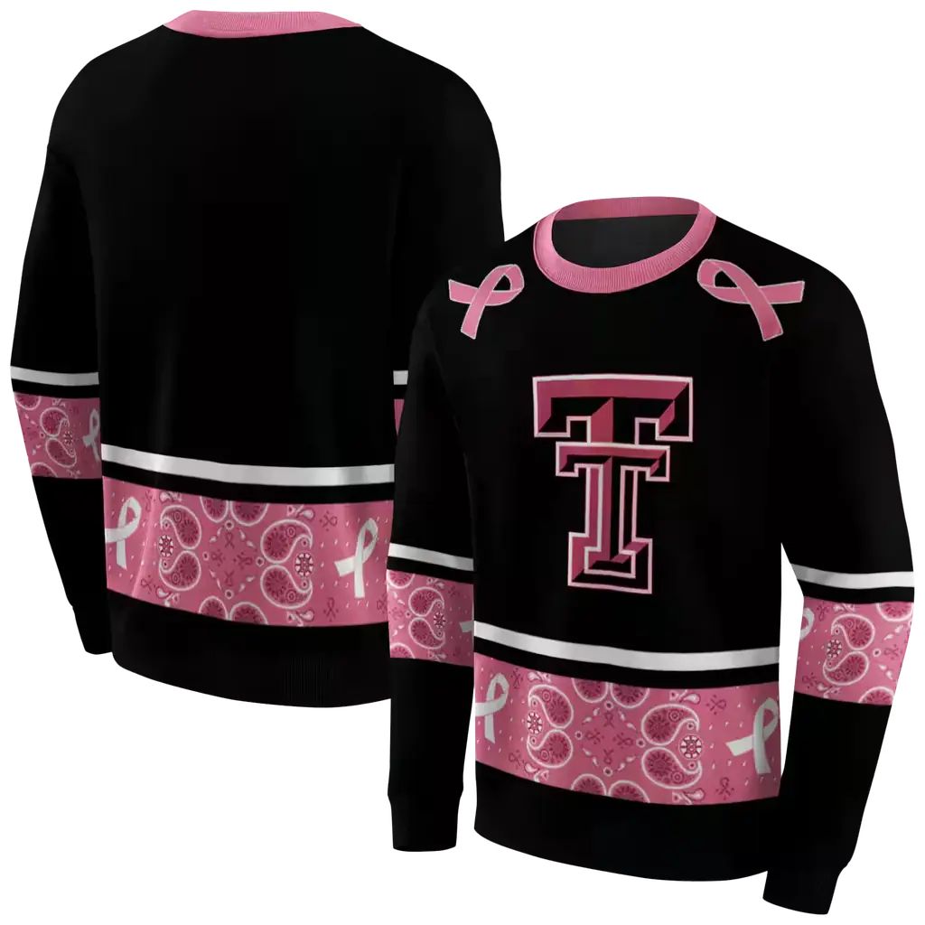 texas tech red raiders awareness ribbon black pink hoodie premium grade texas tech red raiders awareness ribbon black pink hoodie premium grade