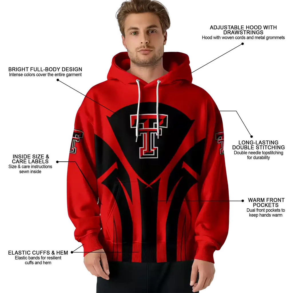 texas tech red raiders concentric lines red black hoodie latest model texas tech red raiders concentric lines red black hoodie latest model