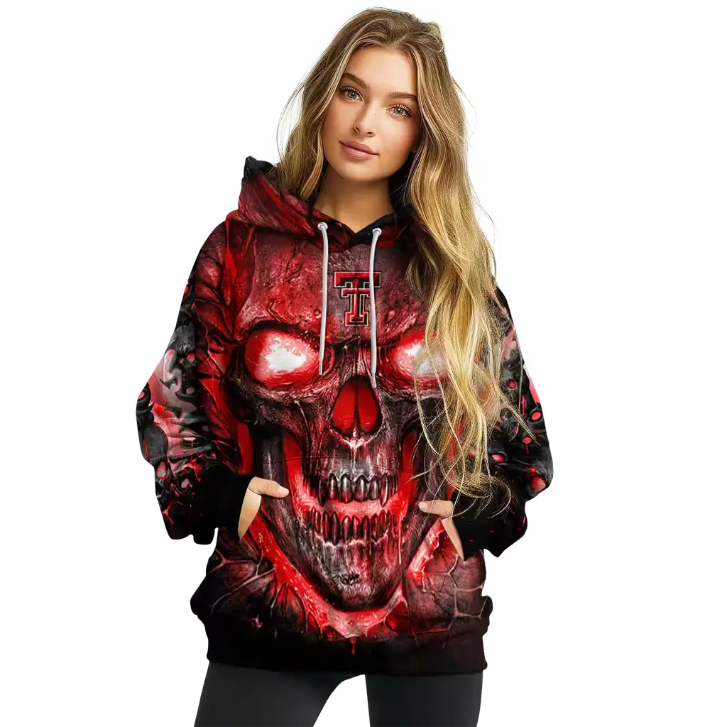 texas tech red raiders demonic skull red black hoodie high quality texas tech red raiders demonic skull red black hoodie high quality