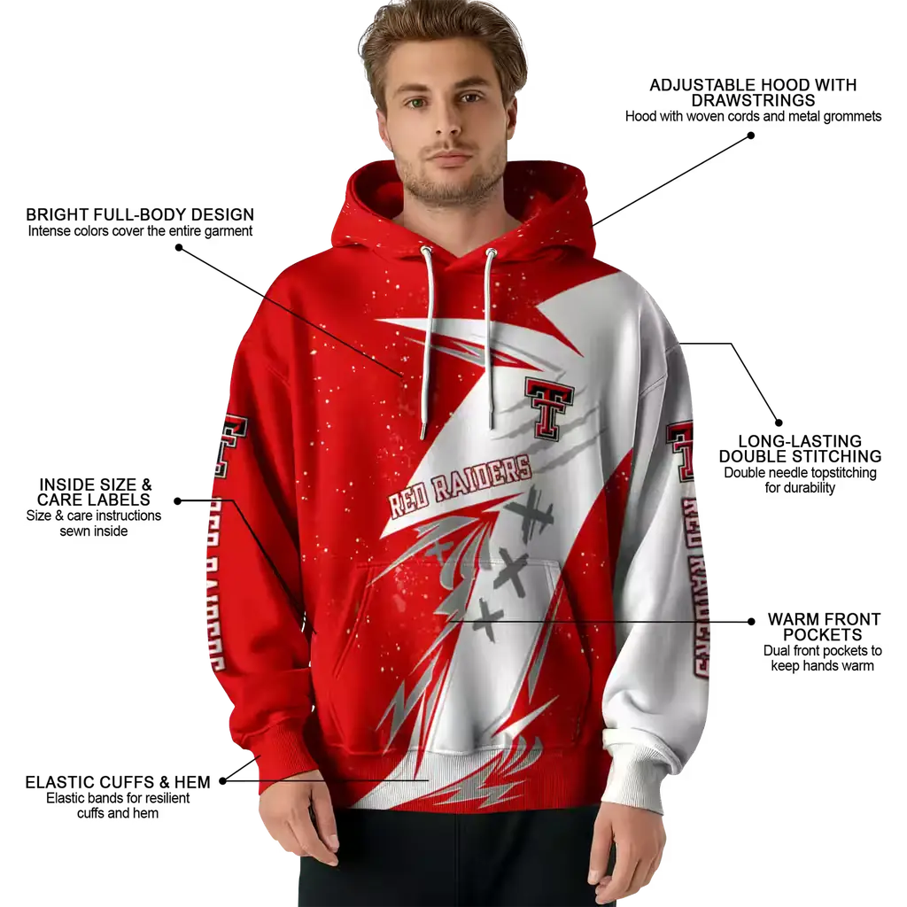 texas tech red raiders dynamic slash red white hoodie latest model texas tech red raiders dynamic slash red white hoodie latest model
