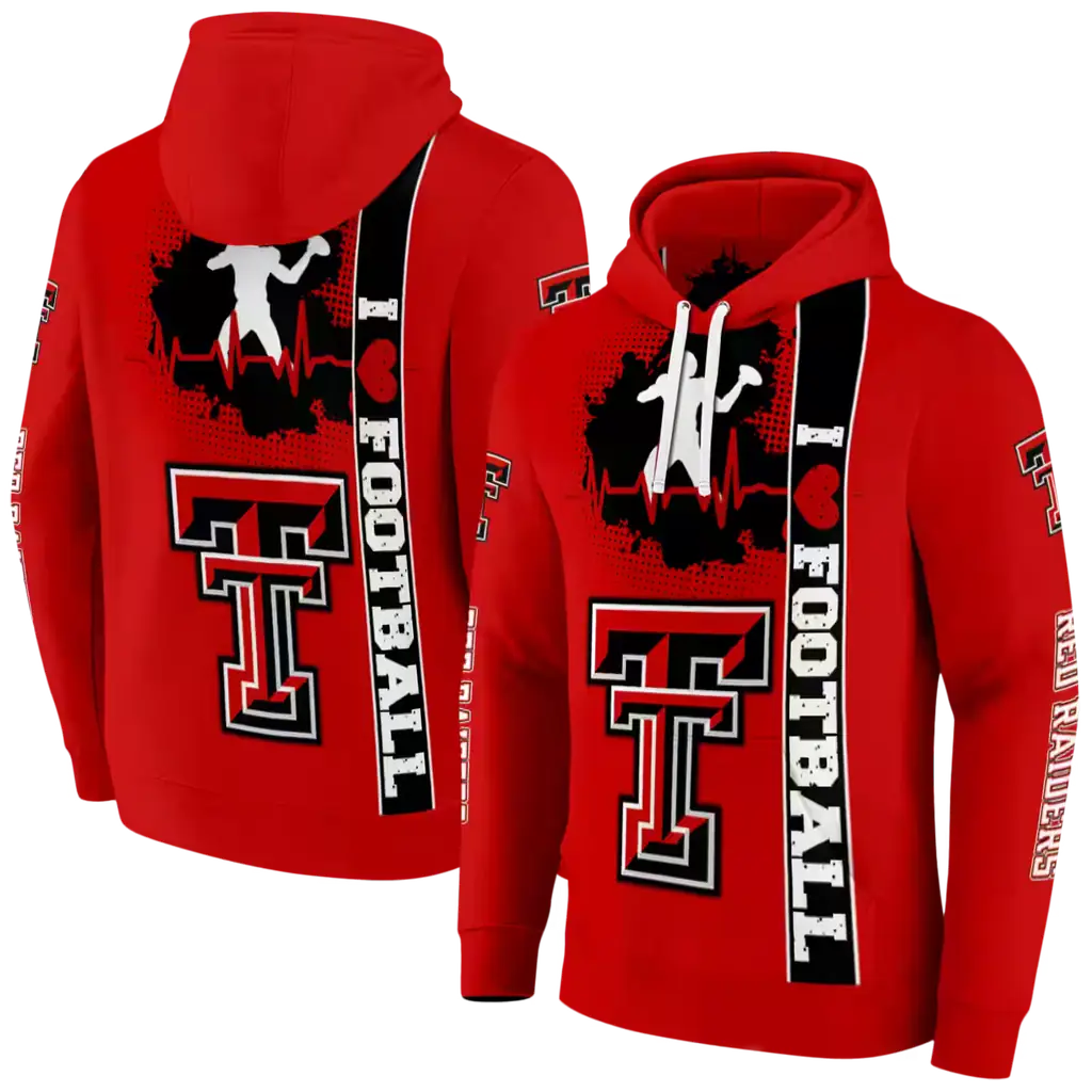 texas tech red raiders football heartbeat red hoodie fashion forward texas tech red raiders football heartbeat red hoodie fashion forward