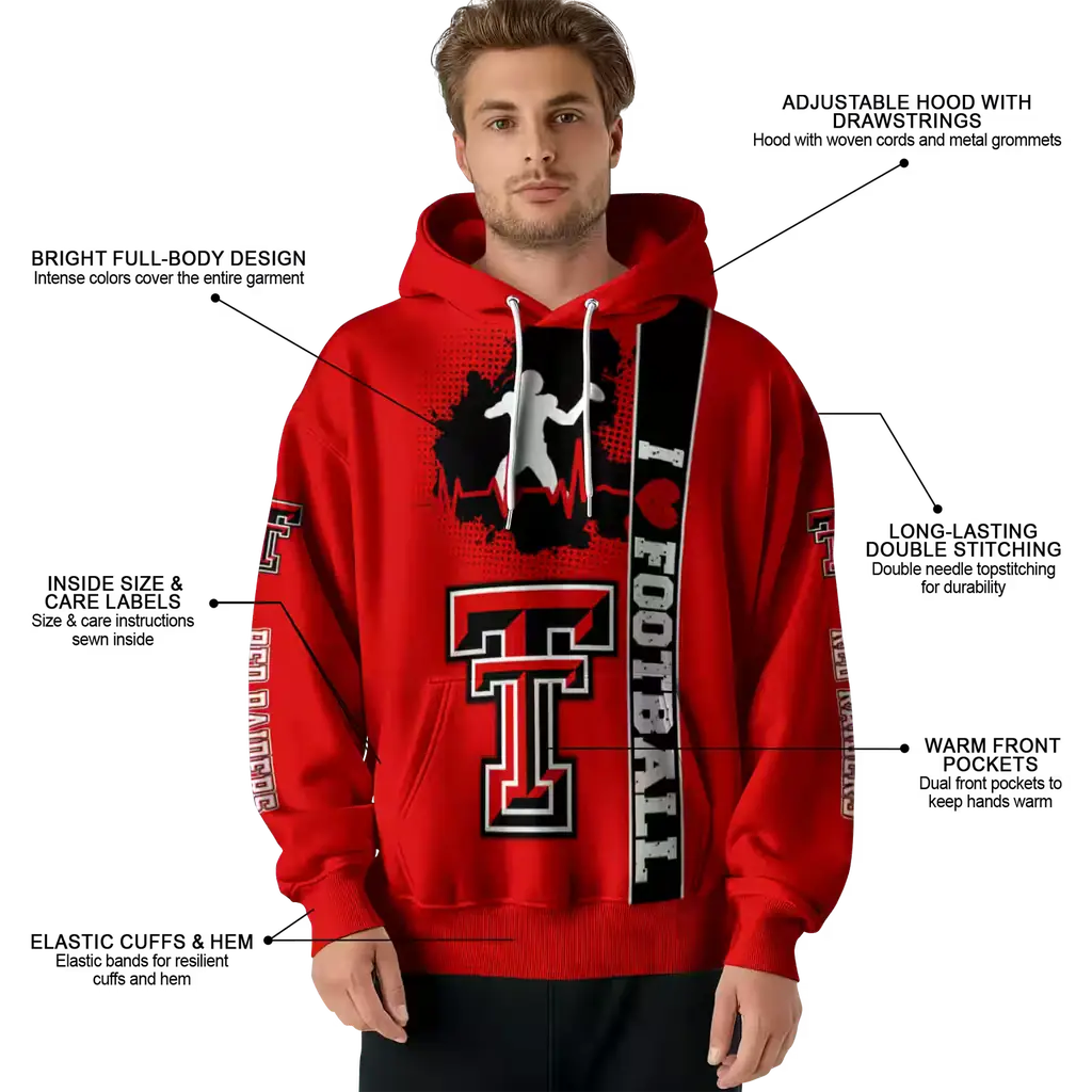 texas tech red raiders football heartbeat red hoodie latest model texas tech red raiders football heartbeat red hoodie latest model