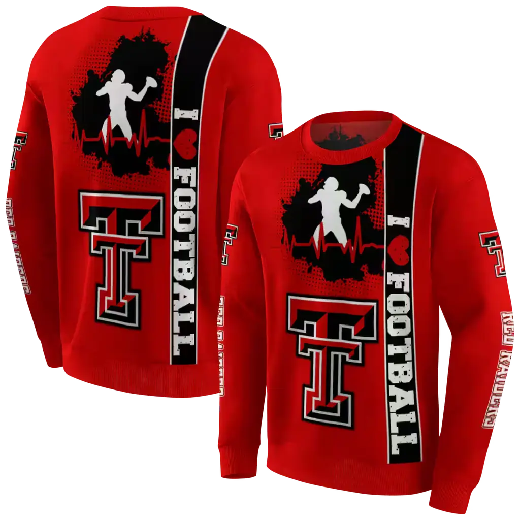 texas tech red raiders football heartbeat red hoodie premium grade texas tech red raiders football heartbeat red hoodie premium grade