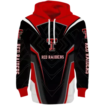 texas tech red raiders futuristic pattern red black hoodie best selling