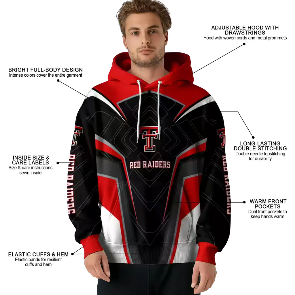 texas tech red raiders futuristic pattern red black hoodie latest model texas tech red raiders futuristic pattern red black hoodie latest model