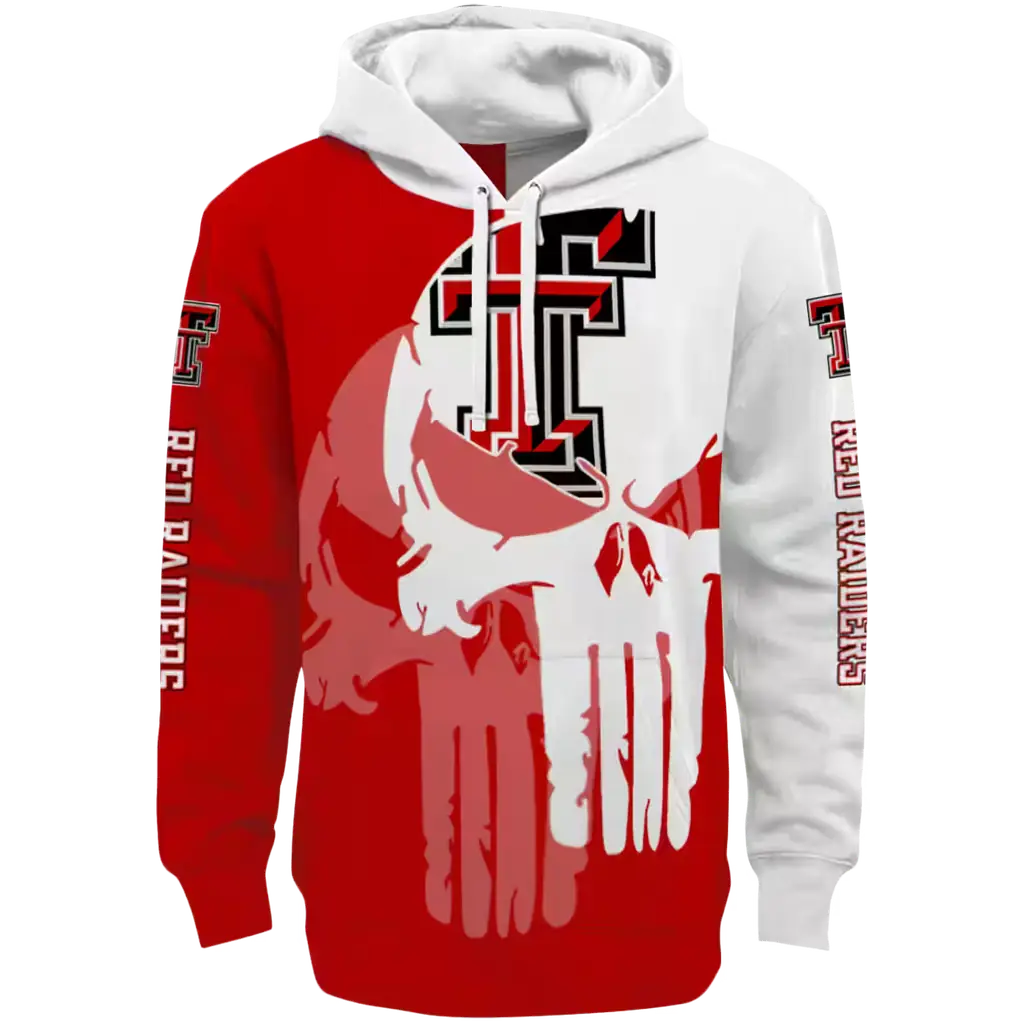 texas tech red raiders graphic punisher red white hoodie best selling texas tech red raiders graphic punisher red white hoodie best selling