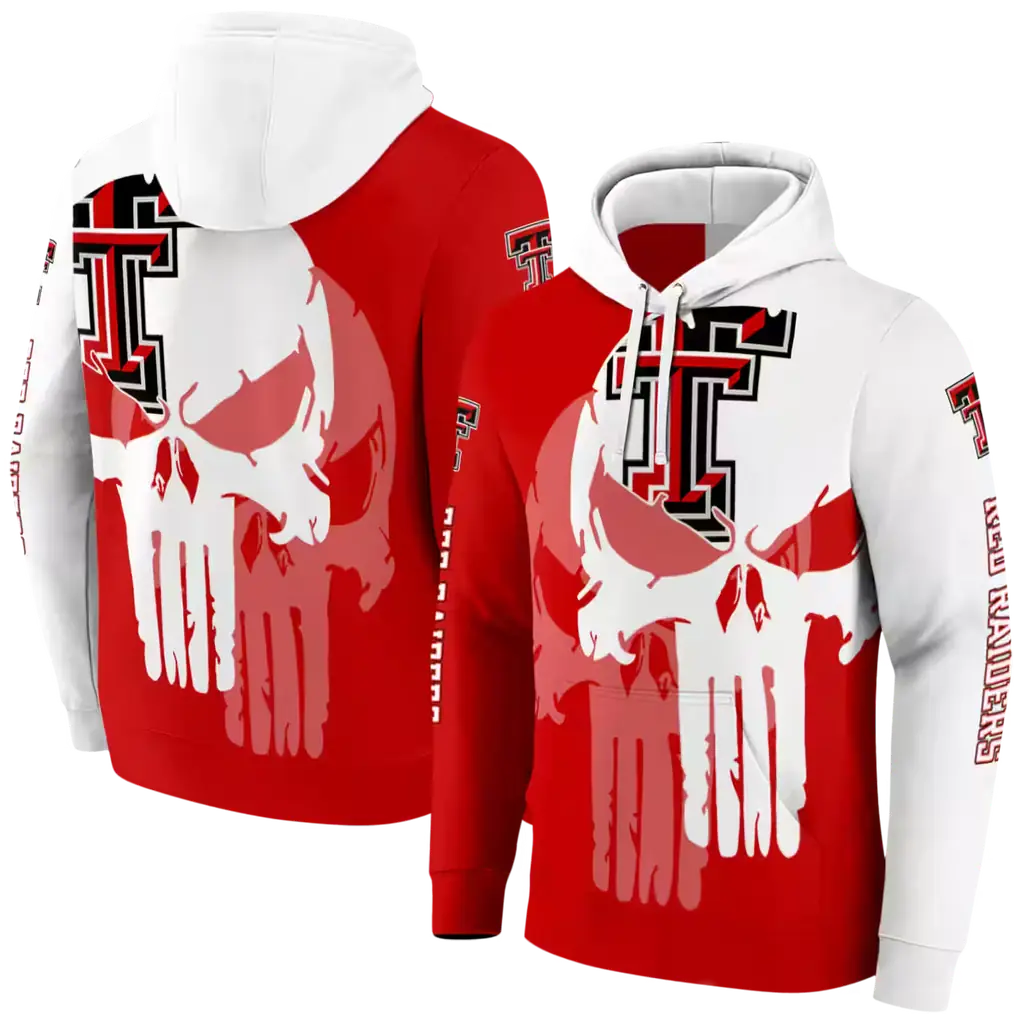 texas tech red raiders graphic punisher red white hoodie fashion forward texas tech red raiders graphic punisher red white hoodie fashion forward