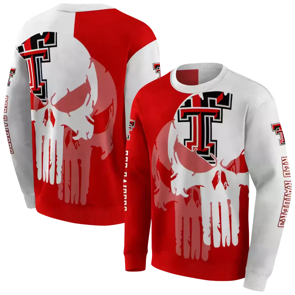 texas tech red raiders graphic punisher red white hoodie premium grade texas tech red raiders graphic punisher red white hoodie premium grade