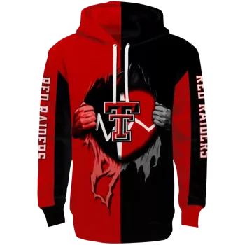 texas tech red raiders heartbeat graphic red hoodie best selling
