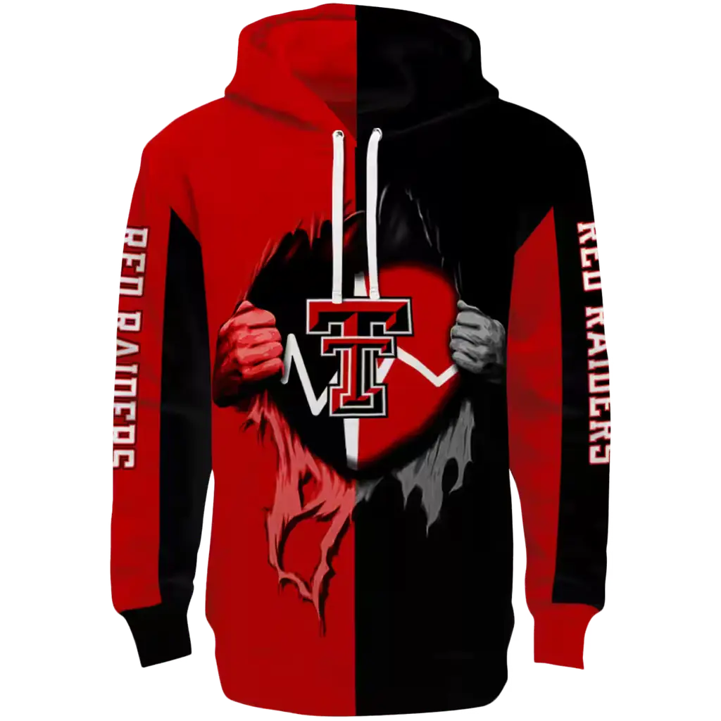 texas tech red raiders heartbeat graphic red hoodie best selling texas tech red raiders heartbeat graphic red hoodie best selling