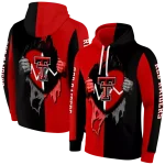 texas tech red raiders heartbeat graphic red hoodie best selling