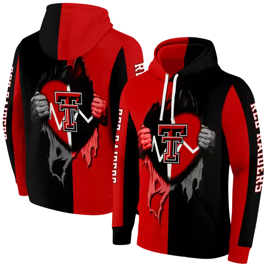 texas tech red raiders heartbeat graphic red hoodie fashion forward texas tech red raiders heartbeat graphic red hoodie fashion forward