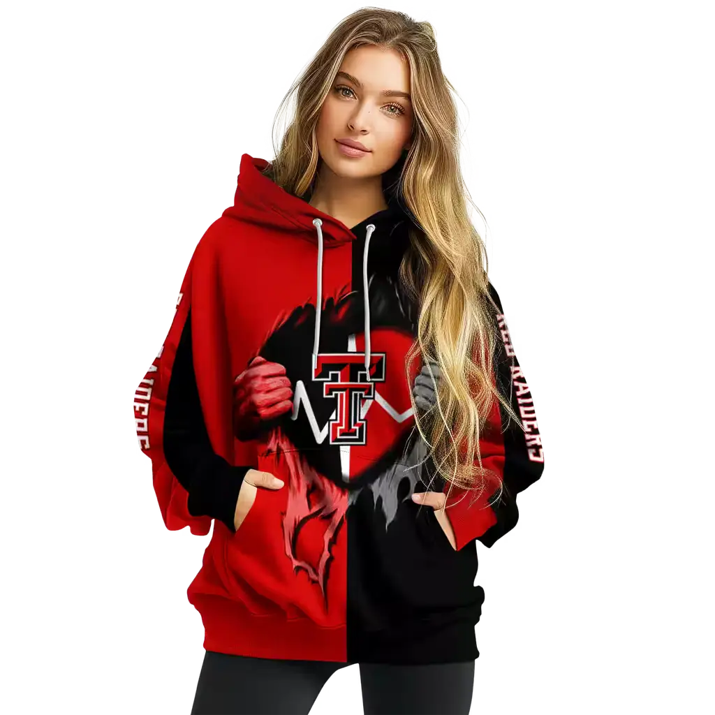 texas tech red raiders heartbeat graphic red hoodie high quality texas tech red raiders heartbeat graphic red hoodie high quality