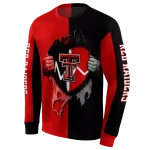 texas tech red raiders heartbeat graphic red hoodie best selling