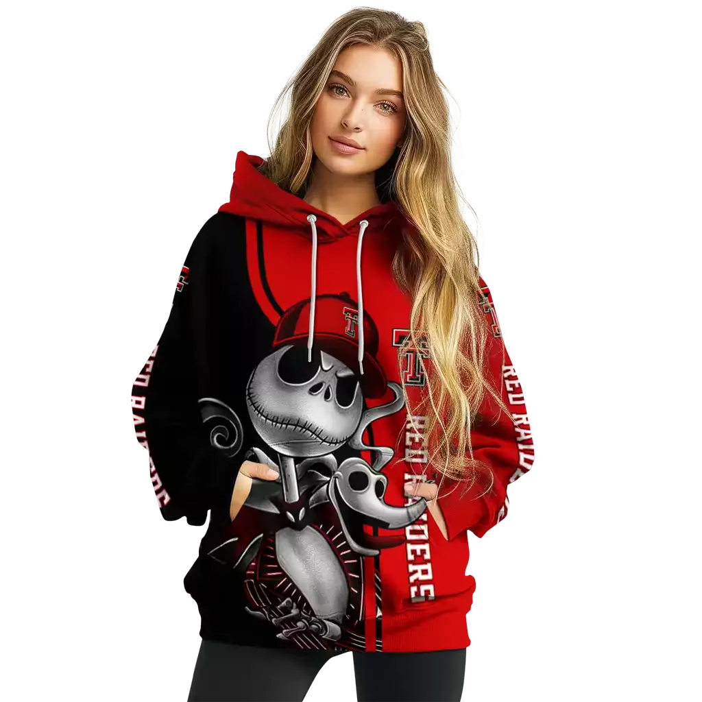 texas tech red raiders jack skellington red hoodie high quality texas tech red raiders jack skellington red hoodie high quality