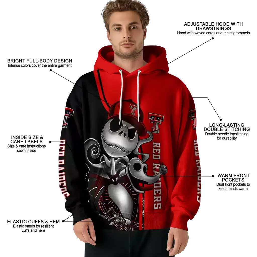 texas tech red raiders jack skellington red hoodie latest model texas tech red raiders jack skellington red hoodie latest model